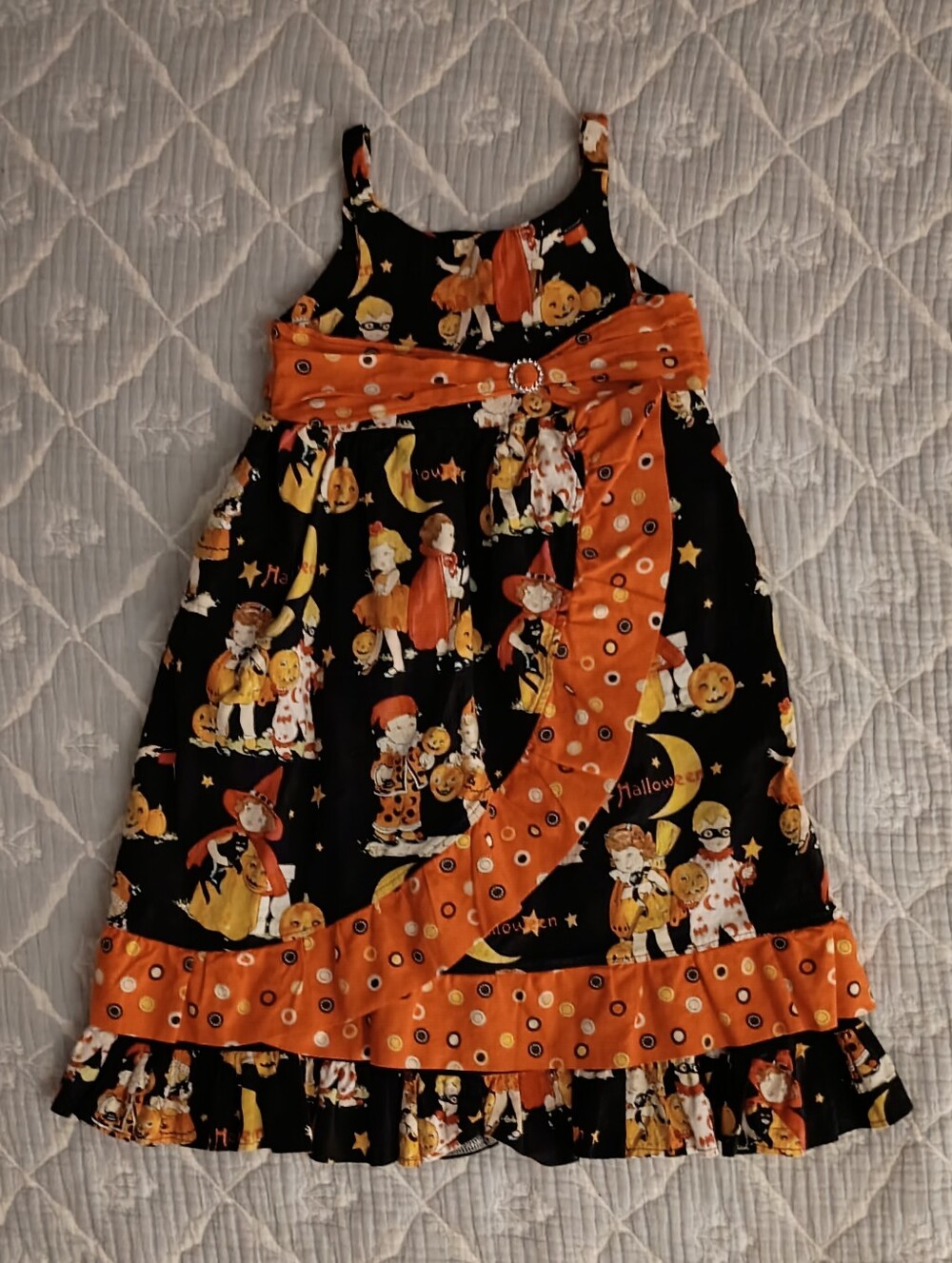 Custom Vintage Fabric Kids Halloween Dress 6Y